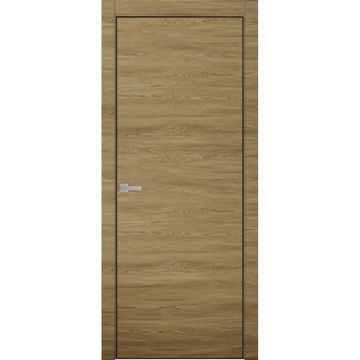 Межкомнатная дверь экошпон Uberture Tamburat 4101 дуб мадейра кромка алюминиевая матовая глухая