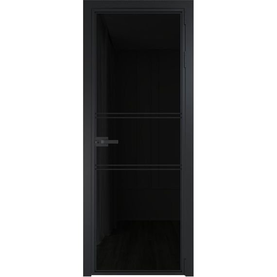 Алюминиевая межкомнатная дверь 2AX чёрная матовая RAL 9005 остеклённая