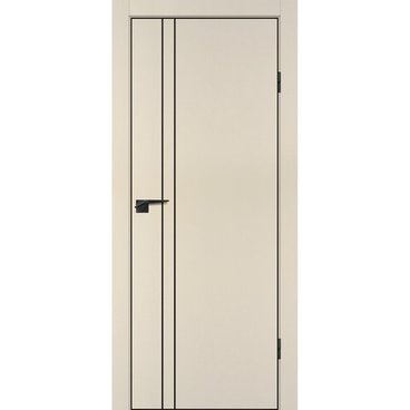 Межкомнатная бежевая дверь ПЭТ P-20 кромка ABS черная молдинг