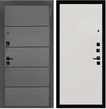 Входная стальная дверь Regidoors Liberty H4 ПВХ силк титан панель ПВХ меламин белый