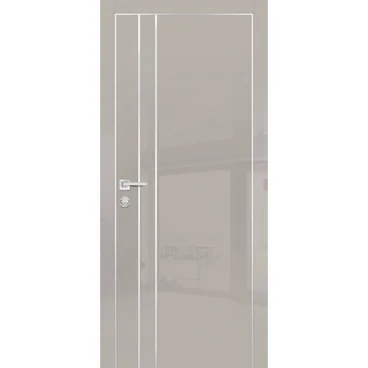 Межкомнатная дверь HGX-14 латте глянец с алюминиевой кромкой