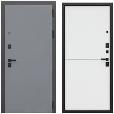 Входная дверь Бриг графит с молдингом внутри