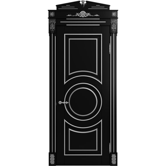 Межкомнатная дверь массив бука Viporte Лацио Амбиенте нуар патина серебро глухая