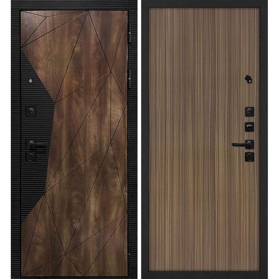 Входная дверь Лофт-2 дуб коньяк патина чёрный кварц панель гладкая эвкалипт испанский