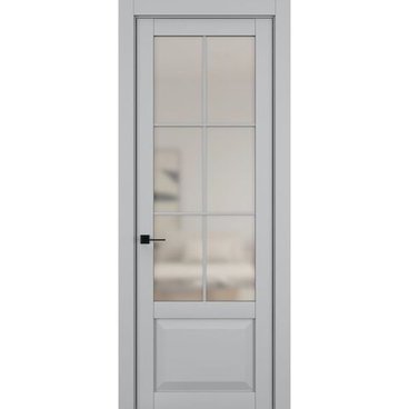 Межкомнатная дверь керамик NC 6 шеллак серый остеклённая