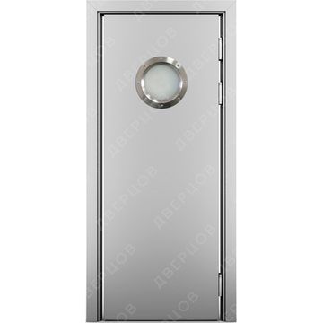 Маятниковая влагостойкая дверь Kapelli серый RAL 7035 с иллюминатором