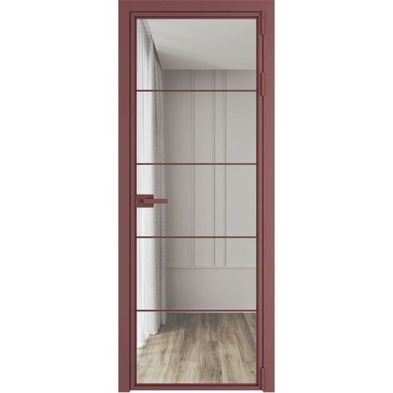 Алюминиевая межкомнатная дверь 5AХ красный антрацит остеклённая