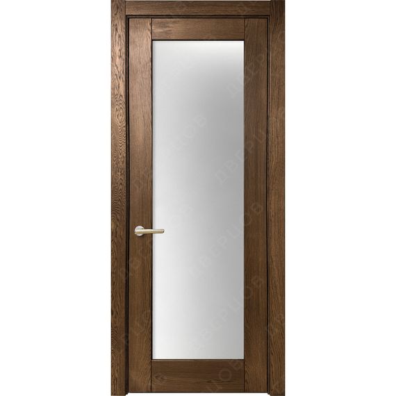 Фотография межкомнатной двери массив дуба без сучка Дверцов Кастро остеклённая дуб табак