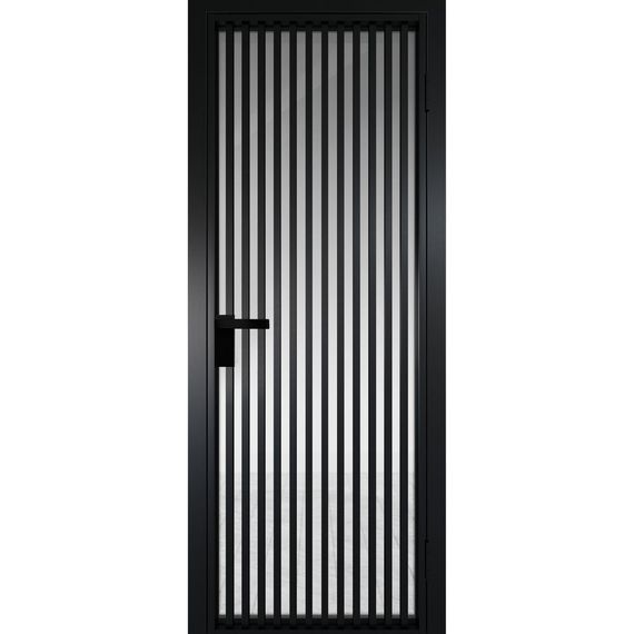 Межкомнатная алюминиевая дверь 11AG чёрная матовая RAL 9005 остеклённая