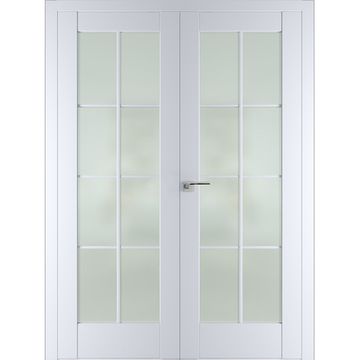 Двустворчатая распашная дверь Кобальт 22 магнолия остеклённая