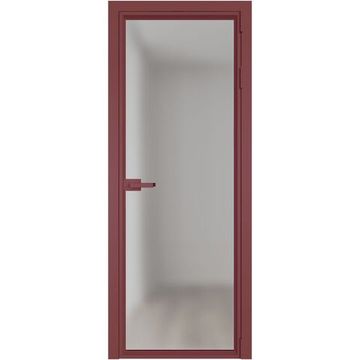 Алюминиевая межкомнатная дверь 1AV красный антрацит остеклённая