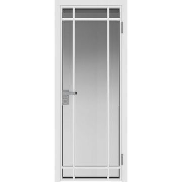 Межкомнатная алюминиевая дверь 5AG белая матовая RAL 9003 остеклённая