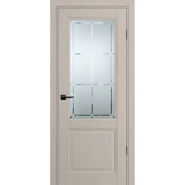 Межкомнатная дверь экошпон PSU-37 шеллгрей остеклённая