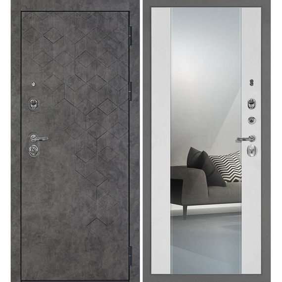 Входная дверь Тетра-126 панель белоснежная зеркало