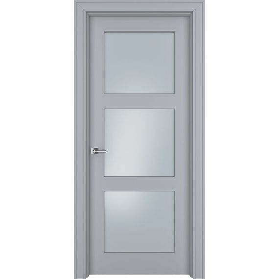 Фото межкомнатной двери эмаль Ofram Паспарту 33 RAL 7047 остеклённая