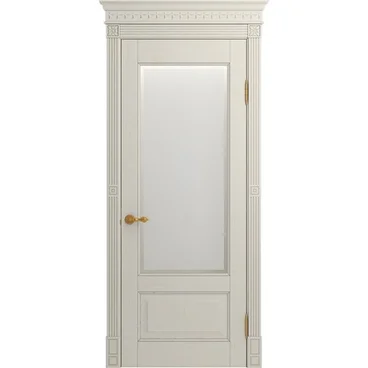 Межкомнатная дверь массив дуба Классика 1 белая эмаль остеклённая
