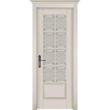 Межкомнатная дверь массив ольхи ОКА Лондон 1 эмаль слоновая кость остеклённая