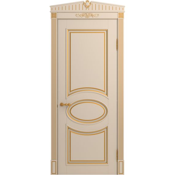 Межкомнатная дверь массив бука Viporte Лацио ваниль патина золото глухая