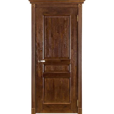 Межкомнатная дверь массив дуба Виктория античный орех глухая