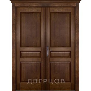 Межкомнатная распашная двустворчатая дверь массив ольхи ОКА Валенсия античный орех глухая