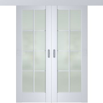 Раздвижная двустворчатая дверь Кобальт 22 аляска остеклённая