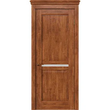 Межкомнатная дверь массив дуба селект Alvero Афина орех глухая с узкой стеклянной вставкой