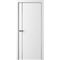 Межкомнатная дверь эмаль Лайн 4 белая глухая чёрная алюминиевая кромка