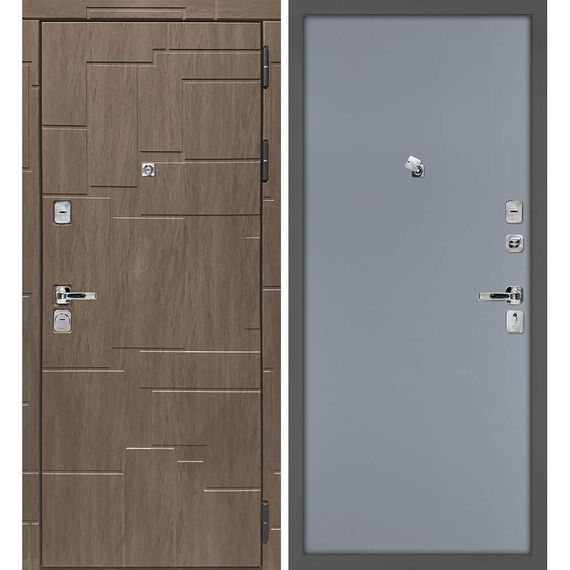 Входная дверь Домино дымчатая луна панель гладкая серая