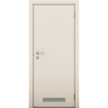 Влагостойкая дверь крем матовый с вентиляционной решёткой