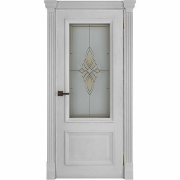 Межкомнатная дверь шпон Корсика дуб перла остекленная