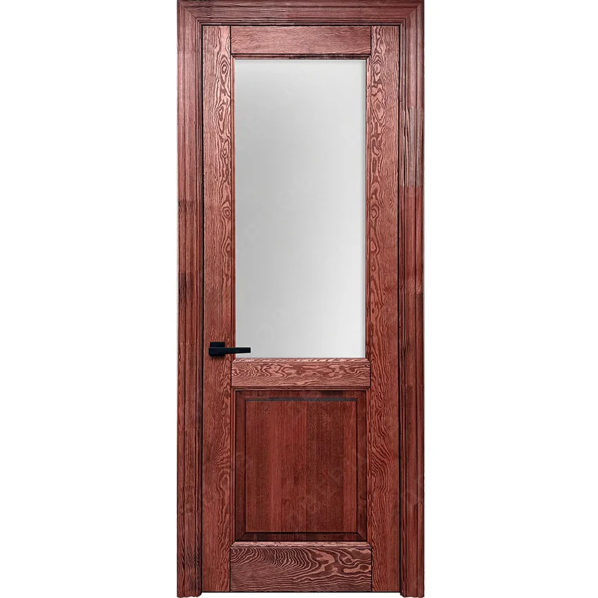 Фото межкомнатной двери массив сосны Дверцов Ливорно махагон остеклённая