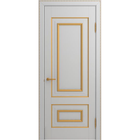 Межкомнатная дверь массив бука Viporte Неаполь аворио патина золото глухая