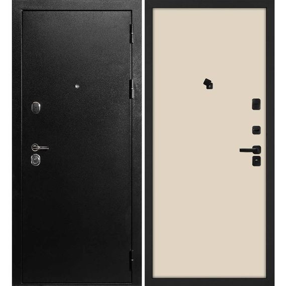 Входная дверь С-1 титан чёрный панель гладкая бежевая