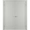 Фото глухой двухстворчатой распашной двери Аура светло-серая эмаль