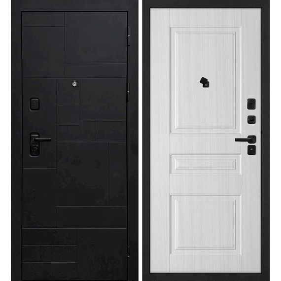 Входная дверь Лабиринт-201 панель фрезерованная PR-150 сандал белый