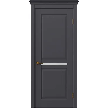 Межкомнатная дверь массив дуба селект Alvero Афина графит глухая с узкой стеклянной вставкой