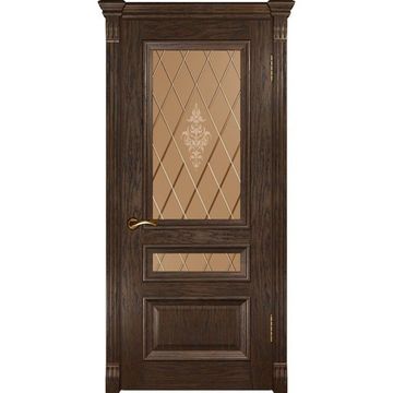 Межкомнатная дверь шпон Luxor Фараон 2 дуб морёный остеклённая
