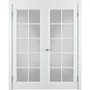 Фото двухстворчатой двери Аура белая эмаль со стеклом