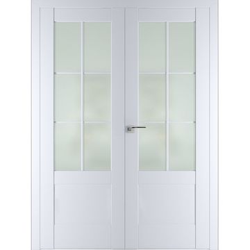 Двустворчатая распашная дверь Кобальт 21 аляска остеклённая