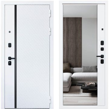 Входная дверь Ливерпуль белая с зеркалом внутри