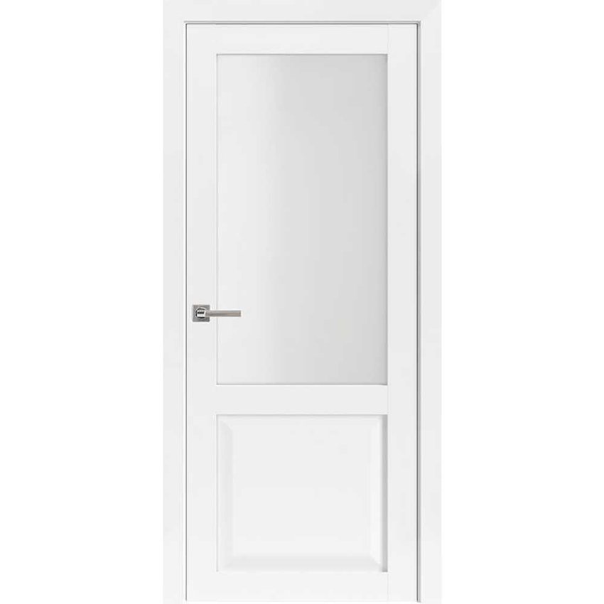 Межкомнатная дверь экошпон 82002 лофт белый остеклённая