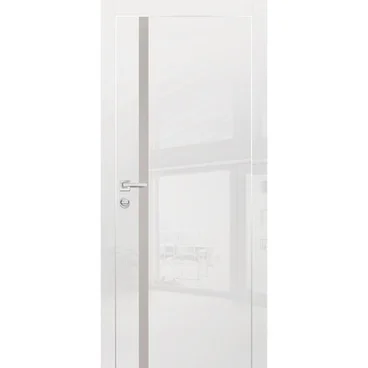 Межкомнатная дверь HGX-8 белый глянец с алюминиевой кромкой со стеклом