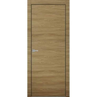 Межкомнатная дверь экошпон Uberture Tamburat 4101 дуб мадейра кромка алюминиевая матовая глухая