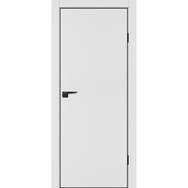 Межкомнатная дверь ПЭТ P-1 белая матовая кромка ABS черная