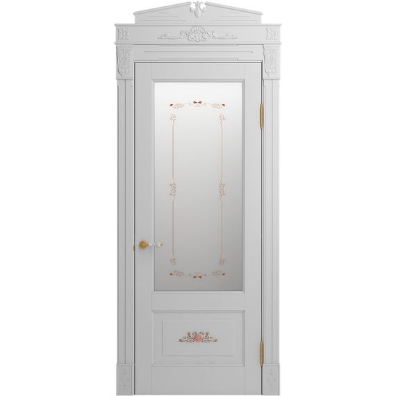 Межкомнатная дверь массив бука Viporte Бьелла Арт аворио патина золото остеклённая