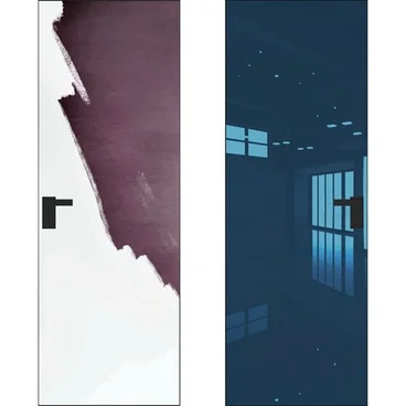 Скрытая дверь 0M снаружи под покраску внутри зеркало Blue кромка AL чёрная