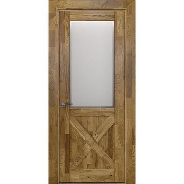 Межкомнатная дверь массив дуба Вилладжио-2 дуб рустикальный остеклённая