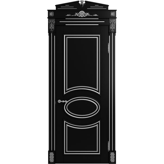 Межкомнатная дверь массив бука Viporte Лацио нуар патина серебро глухая