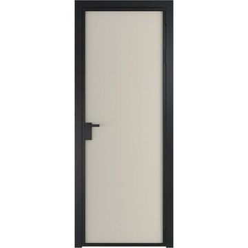 Алюминиевая межкомнатная дверь 1AP чёрная матовая RAL 9005 перламутр белый элегант