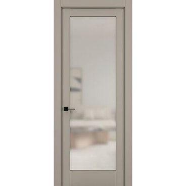 Межкомнатная дверь керамик NC 8 бежевый остеклённая